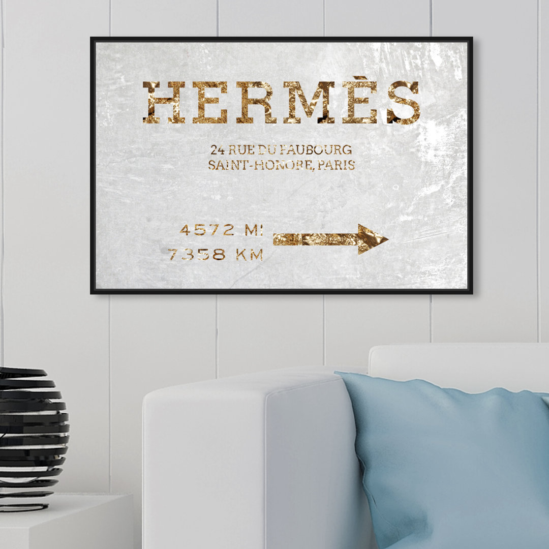 " Fashion And Glam Faubourg Road Sign White Velvet " Oliver Gal Prints