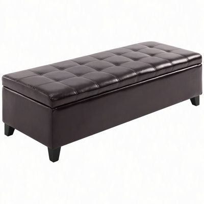 51" Ottoman Storage Bench, Faux Leather Storage Chest with Lift Top, Tufted Ottoman with Storage for Living Room, Entryway