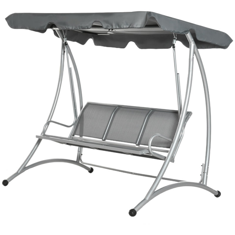 Bacari 3 Person Porch Swing with Canopy, Grey, Grey