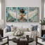 «Teal Angel Woman Winged», reproduction d'art sur toile encadrée, art mural-131584774-131584776