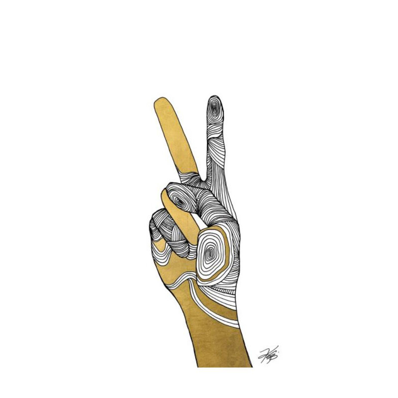 Sign Language VI Print by Kelli Ellis, 40" H x 30" W x 1.5" D, Gilded Gold