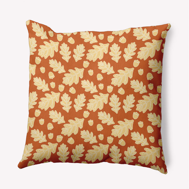 Leaves and Acorns Accent Pillow, 26"H x 26"W, Dusty Orange, Square