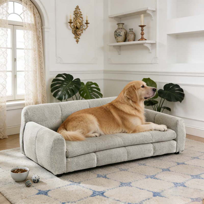 Lit pour animaux doux et confortable pour les chiens de grande taille et surdimensionnés, H 17,5 po x l 51 po x P 28 po