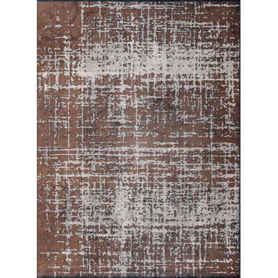 Rapture Orange/Gray Abstract Luxury Area Rug