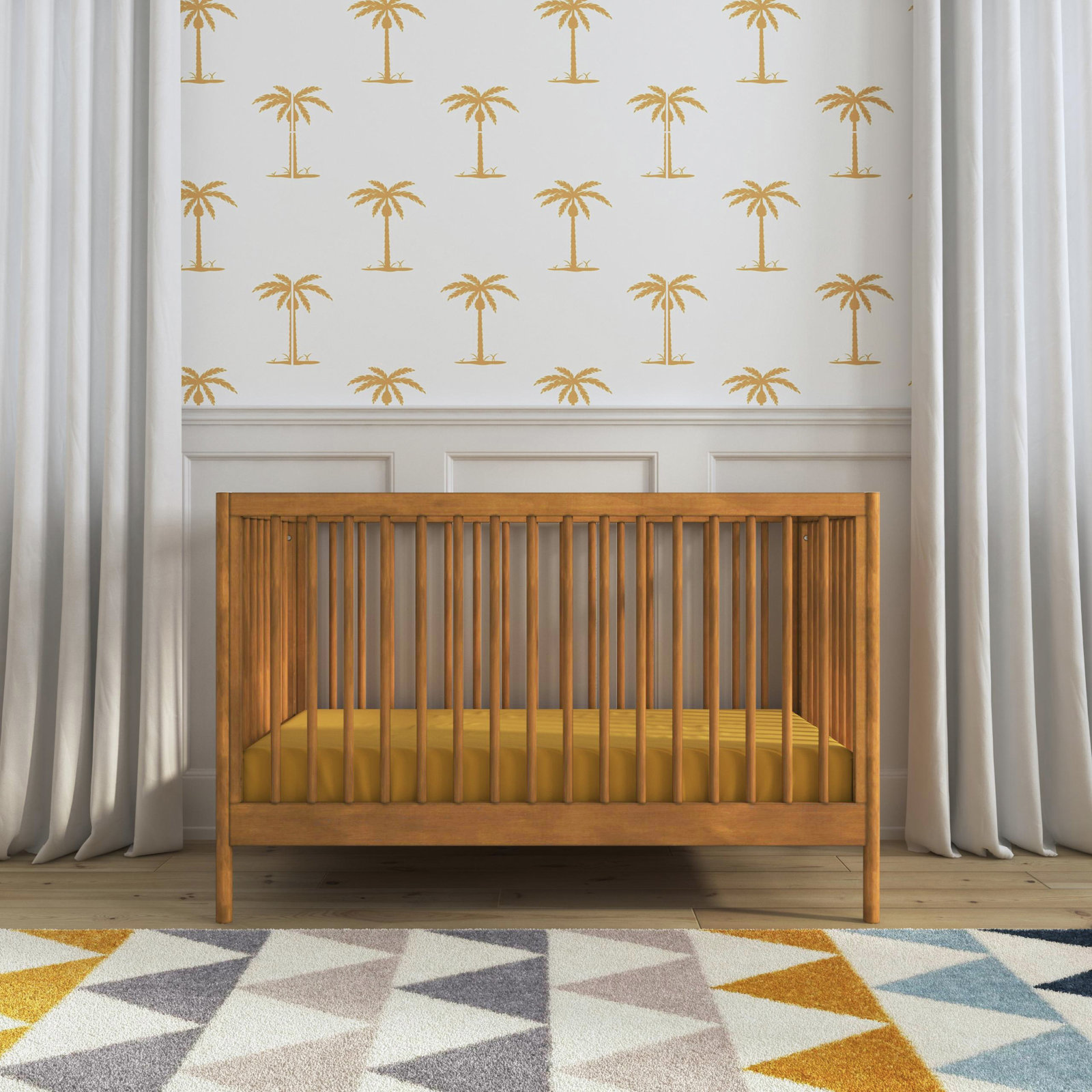 Birdie 3 in 1 Convertible Crib, Chestnut