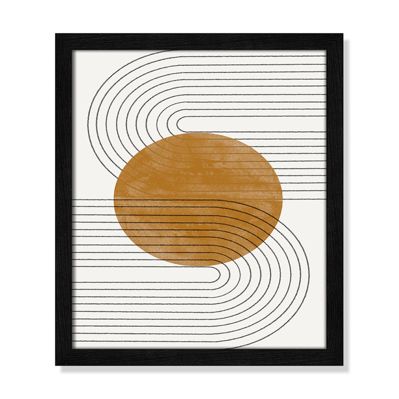 Échos courbés par Miuus Studio, Grain de bois noir, 13'' W x 15'' H, Impression encadrée