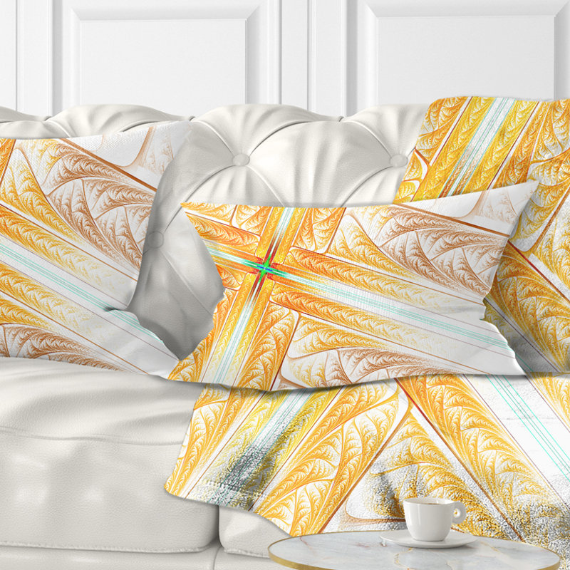 Fractal Cross Design - Abstract Printed Throw Pillow, Brown