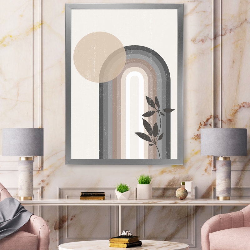 Abstrait arc-en-ciel soleil et lune dans les tons de terre III - cadre photo, reproduction d'art sur toile