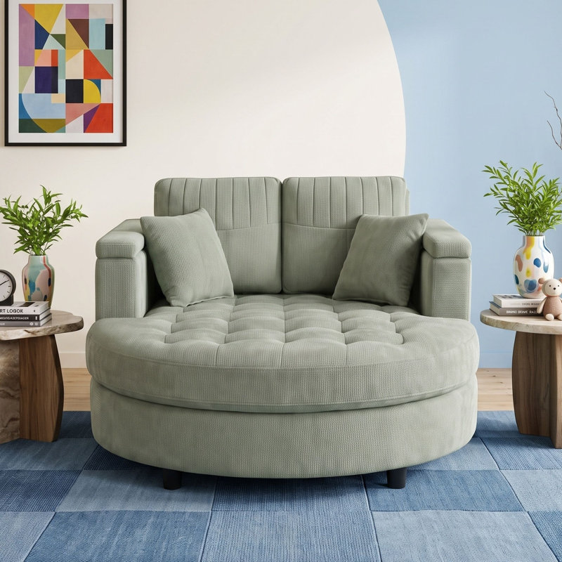 Sofa méridienne avec rangement dans les accoudoirs, Vert