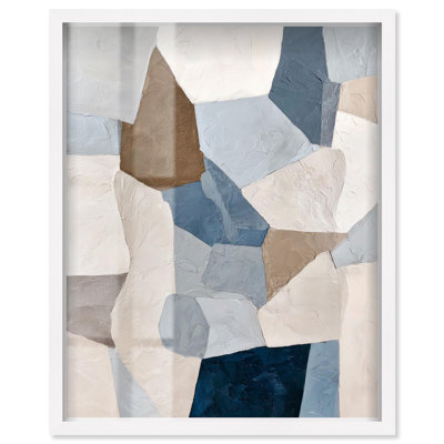 Composition of Solids II Shadowbox Print Boho Abstract Art by Art Remedy, White Frame, 36 x 45