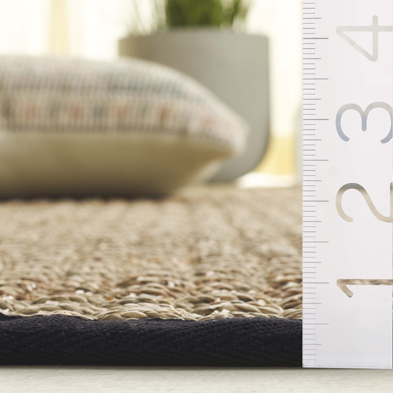 Natural Black Seagrass Rug, Rectangle 3' x 5'