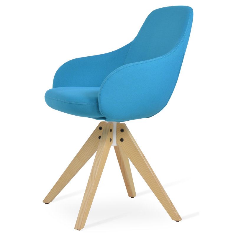 Chaise avec accoudoirs en bois Gazel, Bleu