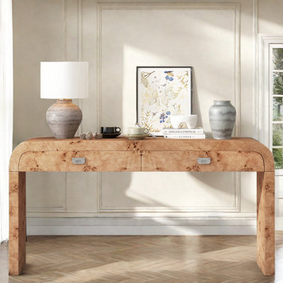Farana Elegant Console Table With Unique Wood Grain And 2 Drawers by Millwood Pines