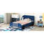 Lit plateforme simple avec roues bleues et structure solide - offre une base solide, une installation confortable et une expérience de sommeil