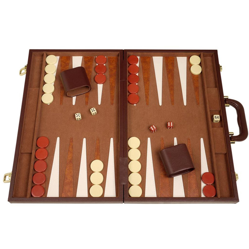 Ensemble de backgammon de luxe, Brun, H 2,5 po x l 12 po x L 18 po
