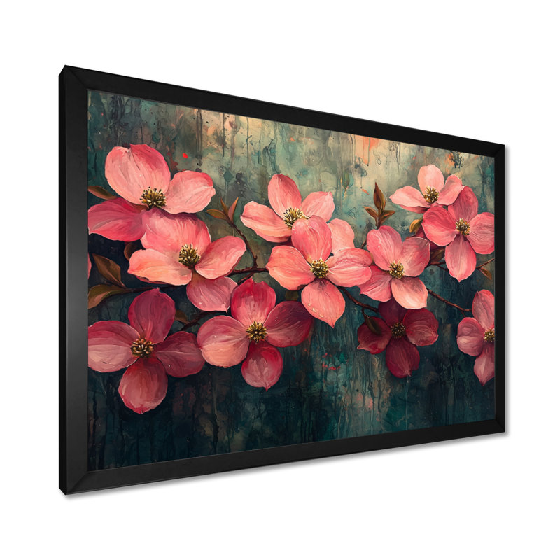 Imanie - Floral Wall Art, Single Picture Framed Print, Black, 12" H x 20" W