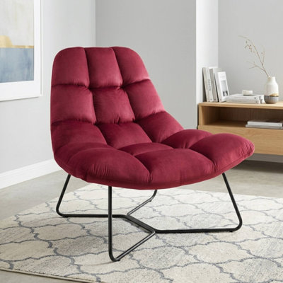 38.98" Wide Tufted Velvet Lounge Chair with Metal Sled Base