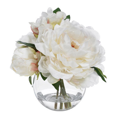 Cream BLOOMS Peonies in Glass Vase