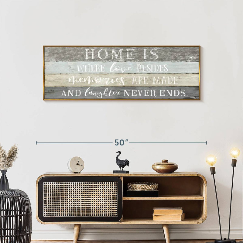 Enseigne murale Home Is Where Love Resides, 46 po x 16 po, Cadre flottant doré