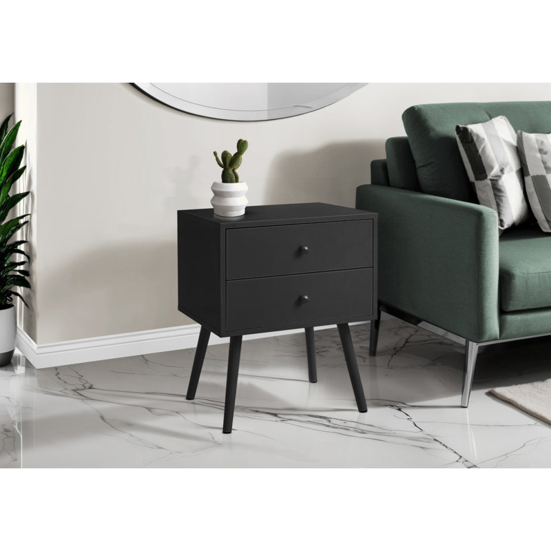 Table d'appoint, chambre à coucher, bout, salon, table de chevet, table d'appoint, tiroir de rangement, Noir