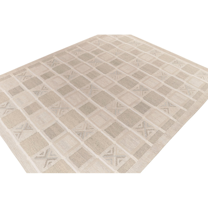Scandinavian Wool Geometric Area Rug, Rectangle 14' x 20'