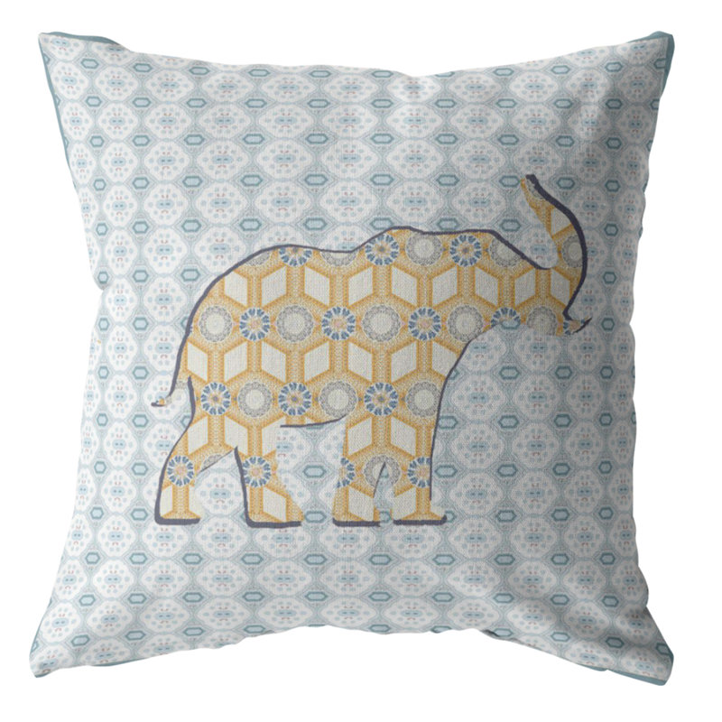 Faux Suede Reversible Throw Pillow, 16"x16", Yellow/Light Blue