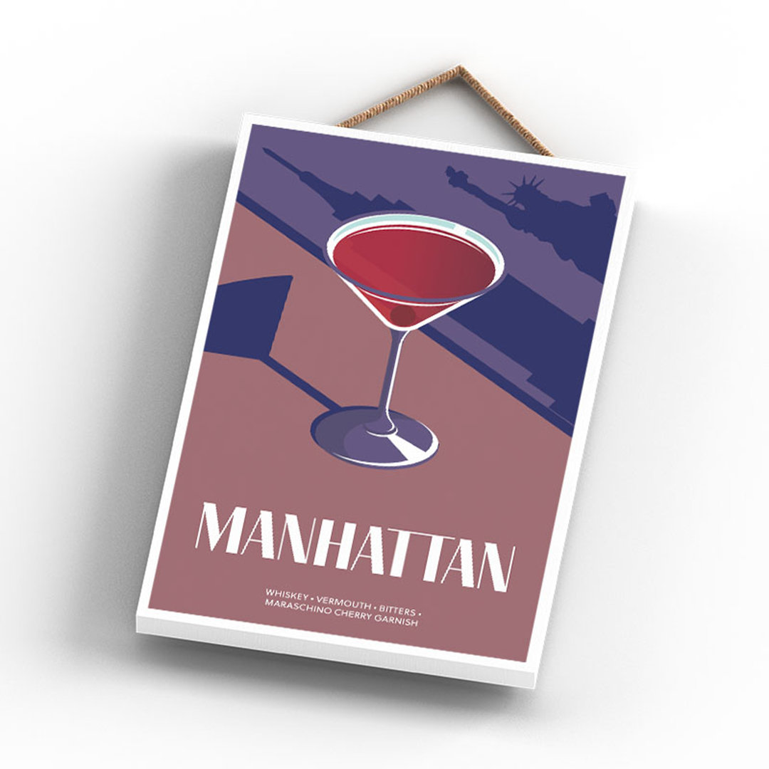 Cocktails - Manhattan Wooden Hanging Plaque
