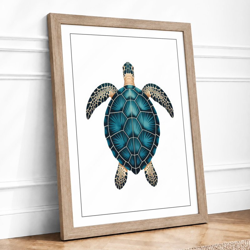 Turtle Geometric - Framed Print, Oak, A4 - 29.7 x 21.0 cm