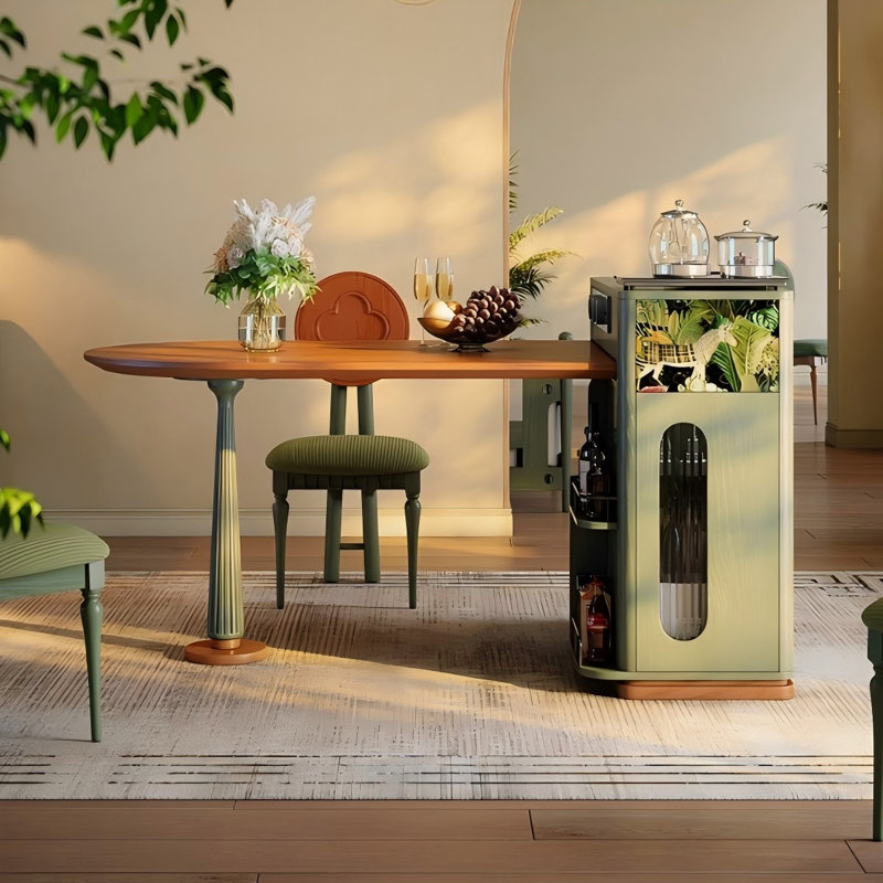 Table de cuisine/salle à manger extensible intégrée en frêne massif de 71,46 pouces pour usage domestique