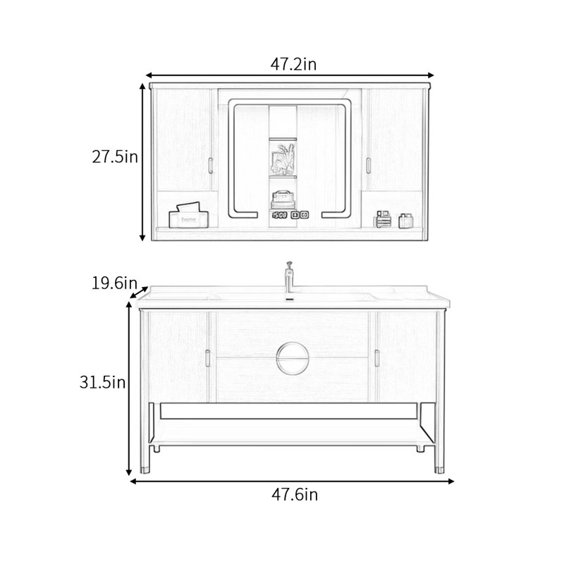 Armoire de salle de bain rétro haut de gamme de style chinois