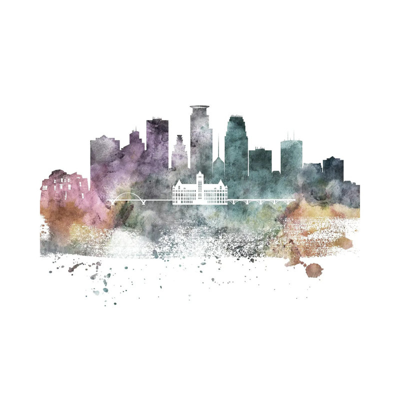 Minneapolis Pastel Skylines - Wrapped Canvas Print, 66.04cm H x 101.6cm W