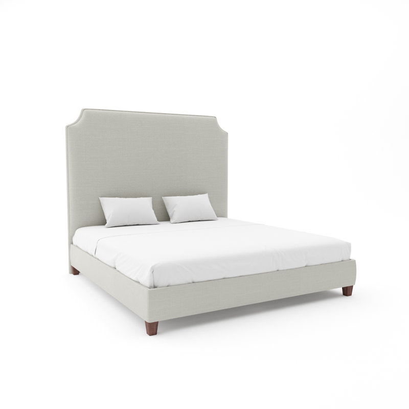 Caldwell Custom Upholstered Bed with 9" Rails, Queen, White, Posh Life Performance Velvet Spring