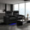 Valencia Piacenza Luxury Edition | Cuir semi-aniline Nappa 20000, inclinaison électrique, soutien lombaire électrique, appui-tête électrique, éclairage à DEL (rangée de 2 causeuses, onyx)