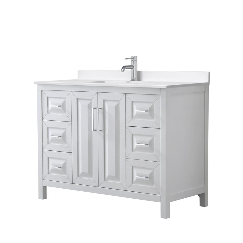 Daria 48'' W Vanity, Giotto Quartz, White, Polished Chrome