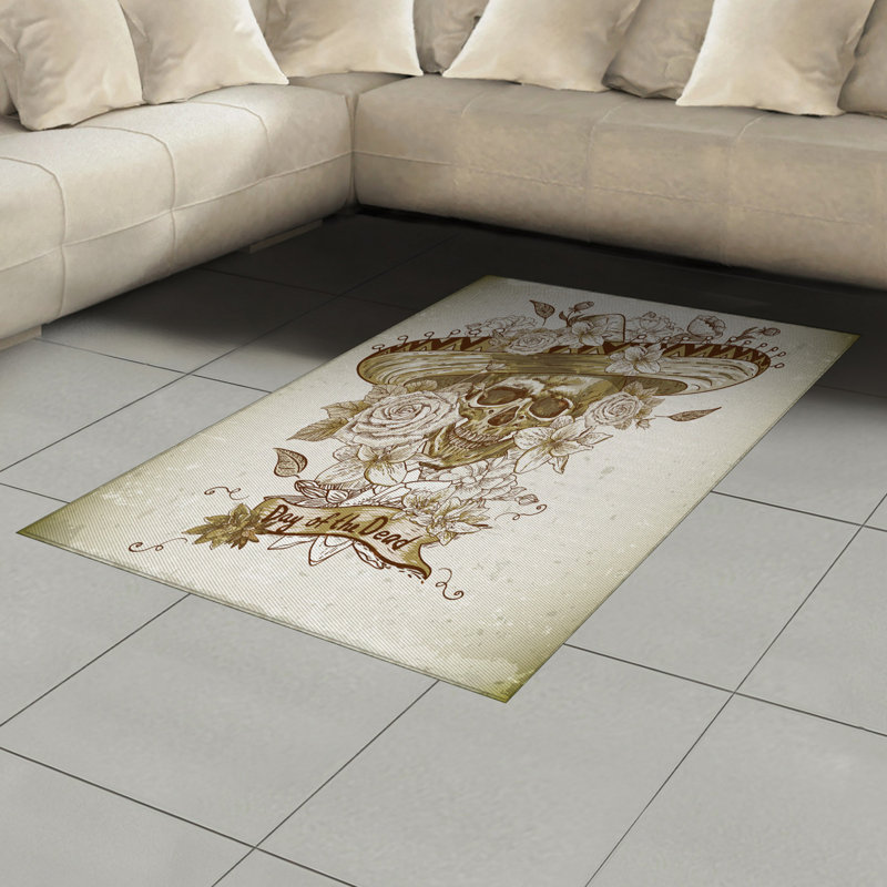 Wooden High Density Long Fiber Poly Threads Decorative Area Rug Carpet, Rectangle 4' x 5'8"
