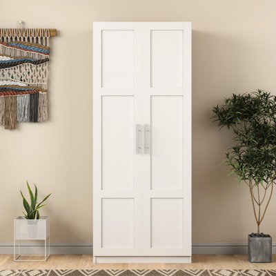 Garde-robe blanche avec 2 portes et 3 cloisons, 4 espaces de rangement spacieux et des espaces faciles à nettoyer, aspect attrayant