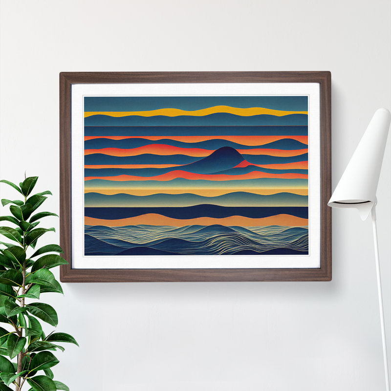 Abstract Mountains - Framed Print, 34cm H x 46cm W x 2cm D, Walnut