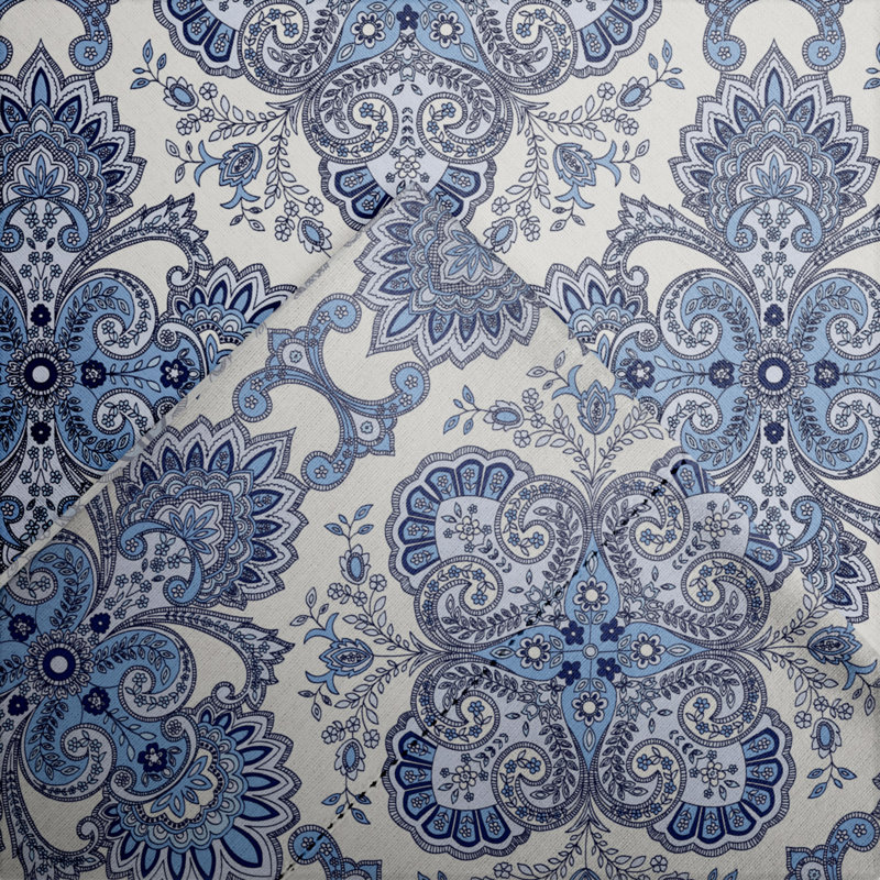 Queen Alpine Blue Cotton Flannel Deep Pocket Sheet Set