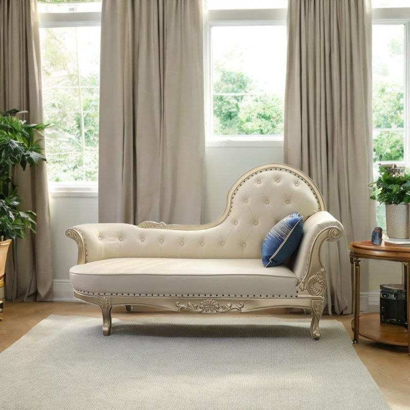 Chaise longue élégante en simili cuir, Accoudoir à droite (vu de face)