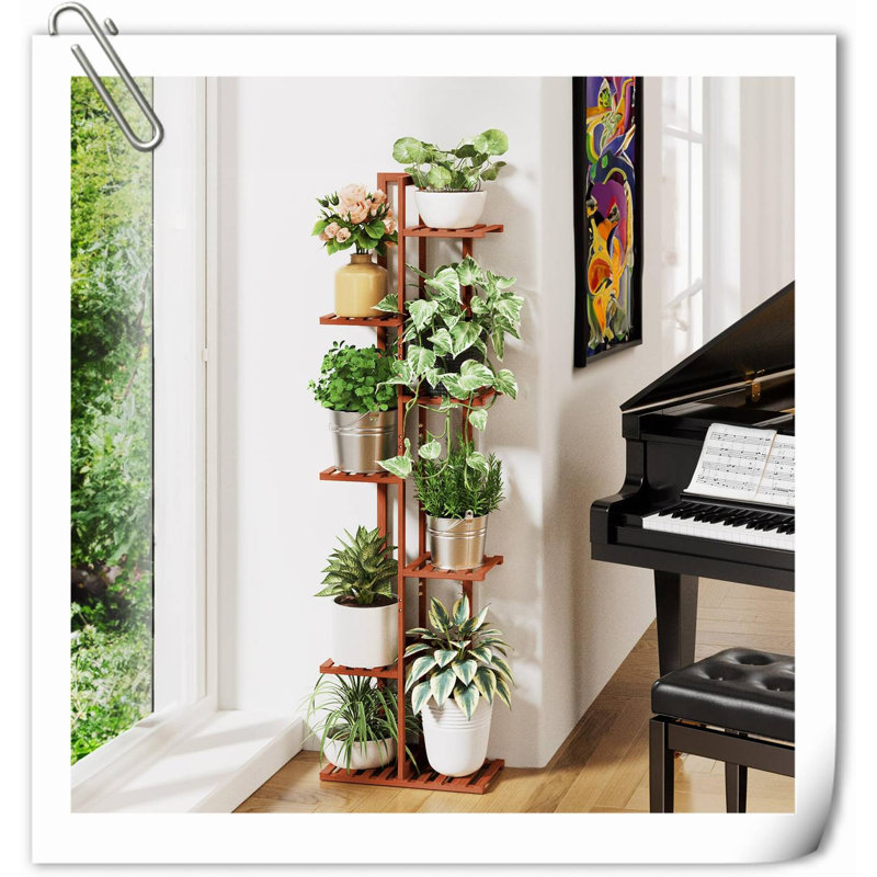 Support à plante d'intérieur, support à plante à 6 niveaux en bambou pour plantes d'intérieur, support à plante d'angle, support à plante à plusieurs niveaux