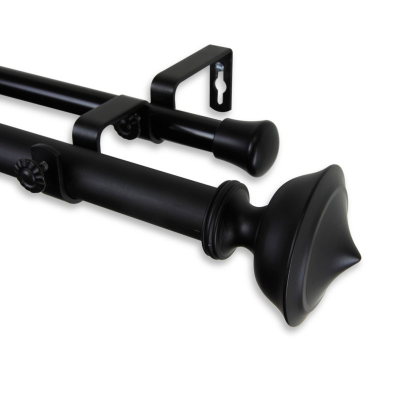 Tringle à rideaux double Moffat, Noir, l 120 po à 170 po