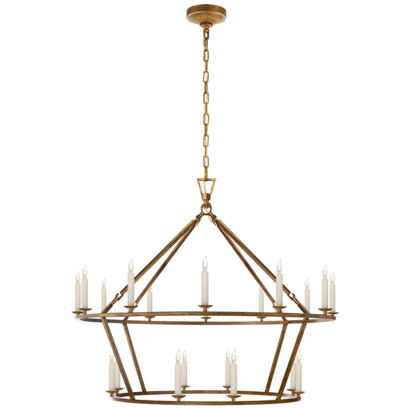 Chapman & Myers Darlana Large Two-Tiered Ring Chandelier, Golden Iron
