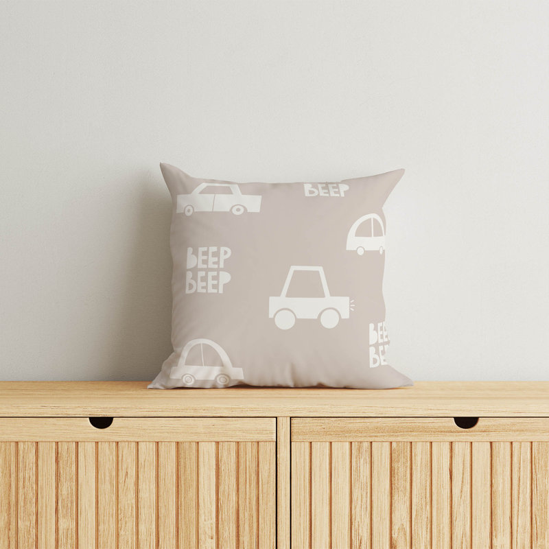 Coussin Beep, H 18 po x l 18 po, Taupe / ivoire