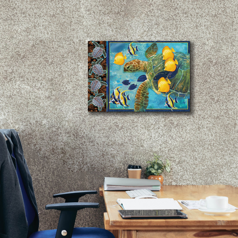«Sunset Chair Palm» par James Mazzotta, art mural sur toile, H 18 po x l 26 po x P 0,75 po