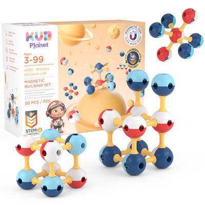 Planète KUB: ensemble de construction magnétique - univers primaire Lite - blocs de construction de l'espace 20 pièces, clic-construire-jouer, jouet empilable éducatif de la tige, enfants 3+