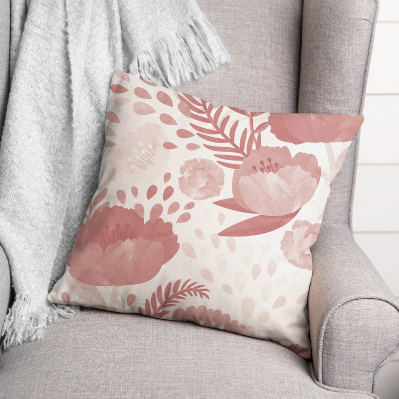 Housse et insert de coussin carré simple Simple Floral 15, 16 po x 16 po, Rose
