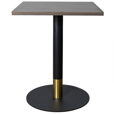 24" Square MDF Top Dining Table With Round Pedestal Stainless Steel Base And Gold Accents – Seats 2–3 People, Kitchen & Dining Room Table For Cafes
