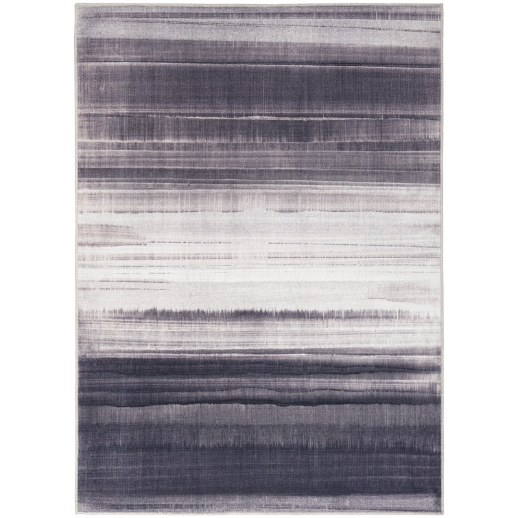 Abstract Machine Washable Polyester/Cotton Area Rug in Cream/Ivory