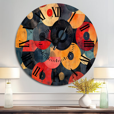 Varrick I - Horloge murale rétro en métal rouge