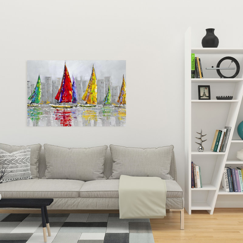 Voiliers dans le vent - Toile contemporaine pour la décoration intérieure